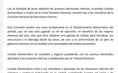 CD nombra Comisión Nacional de Elecciones Internas – COMUNICADO